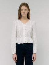 LACE SCALLOP BLOUSE WHITE