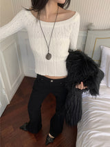Luna Skin Off-Shoulder Cable Slim-Fit Knit