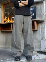 Back pocket dyed barrel denim pants