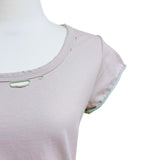 (4color) Damaged U-Neck Layer Contrast Tee