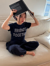  Friends Together Patchwork T Shirt - Navy (Fit Type)