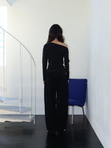 ONE-SHOULDER ELASTIC T (BLACK)