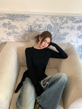 Side strap soft long-sleeve t-shirt