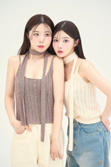 ネックタイニットキャミソール