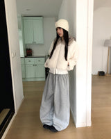 Ora Fleece Diagonal Wide Sweat Pants