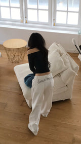 [♡MADE♡] white e-motion letter wide cotton PT
