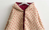 [Double-sided/Reversible*] PN ハート柄フリースフードジャンパー