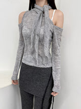 1532. Hole scarf knit T (2color)