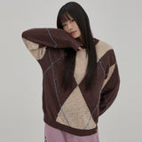 Big Argyle Boucle Knit