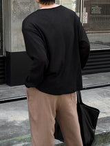LMN ロエサマーボートネックオーバーサイズニット長袖Tシャツ (4 colors)