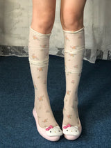 Mini flower pattern knee socks