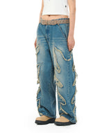 FLAME STAGE PANTS - WASHED BLUE