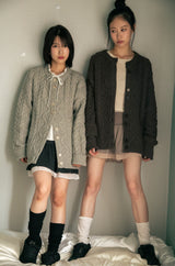 FOG CABLE KNIT CARDIGAN (GREY)