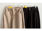Sand corduroy side pin-tuck wide pants
