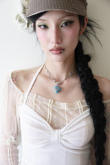 Ribbon crop halter top (2color)