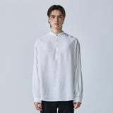 linen concho roll up shirt white