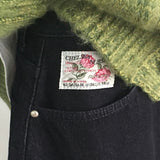 Minty Rose Patch Napping Wide Denim Pants