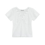 Lace studded top (White)
