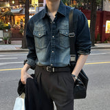LMN Sydney Western Brush Oversized Fit Denim Shirt (4 colors)