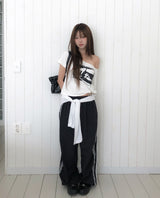 Ruffy Lace Track Nylon Pants