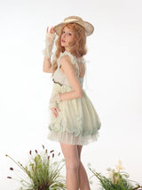 Rose Island Moss Garden Original Printed Patchwork Mesh Bud Slip Dress