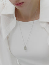 26SS★ [Premium Plating] Volume Square AB TAG Necklace