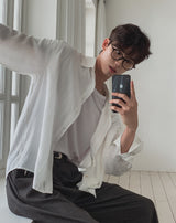 Mirow See-through Basic Long Sleeve Shirt