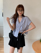 Summer Linen Pleated Ribbon Skirt Pants (3color)
