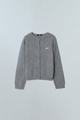 YUSE LOGO LAMSWOOL BASIC KNIT CARDIGAN - GRAY