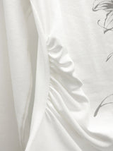 インクペインティングフラワーワンショルダーオフTシャツ