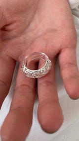 Silver ethnic pattern ring