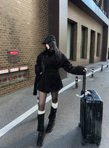 High-neck short strap coat