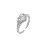 Silver 925 Luna Pearl Ribbon Heart Ring