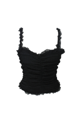 Shirring lace frill top (3color)