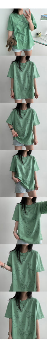 Rudy Ribbon Short-Sleeved T-Shirt (4 colors) - H&L