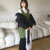 Kissin wool boucle sleeveless layered mini knit dress