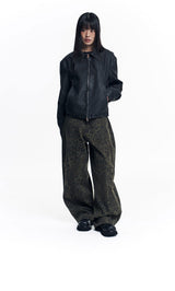 Curved Leopard Pants - Khaki
