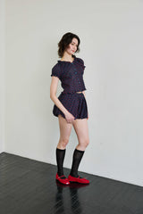 MINI HEART BALLOON SKIRT PANTS / NAVY