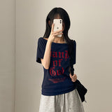 Blo off-shoulder short-sleeved T-shirt (4 colors)