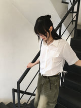 ルーニー サイドシャーリングポケットクロップ半袖シャツ