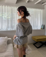 Plie shoulder snap button short sleeve