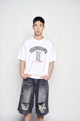 25SS ヘムラインデストロイドデニムショートパンツ グレー