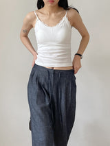 About Banding Wide Denim Pants