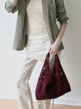 Jeanne Garden Suede Shoulder Bag_Burgundy