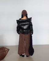 fleece leopard leopard jogger pants