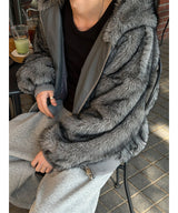 [Unisex] ファー2wayフードジャンパー(4color)