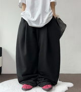 STRING FRONT SIDE PINTUCK BALLOON LONG PANTS🤍🖤🩶2SIZE 3COLOR