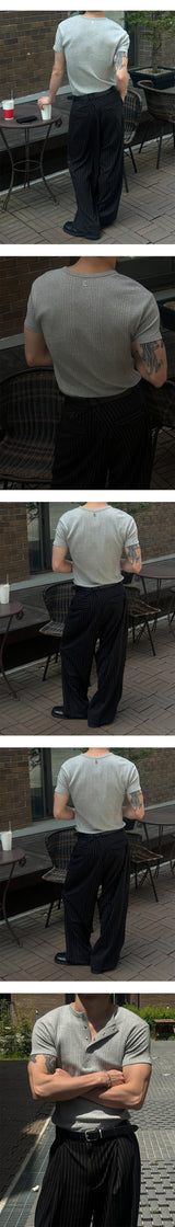 [S/S] High ribbed henry neck half knit(3color)