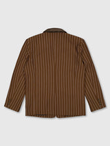 Circle Leather Patch Blazer (Brown Stripe)
