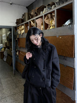 BLACK BUTTON SHORT COAT